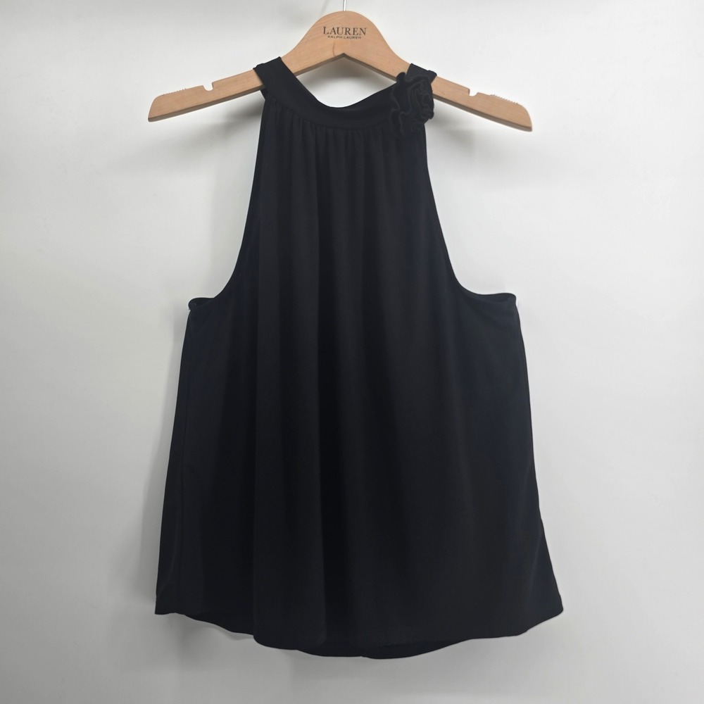 Joie de Vivre Womens Black Halter Blouse Sleeveless Flowing Top Size Large